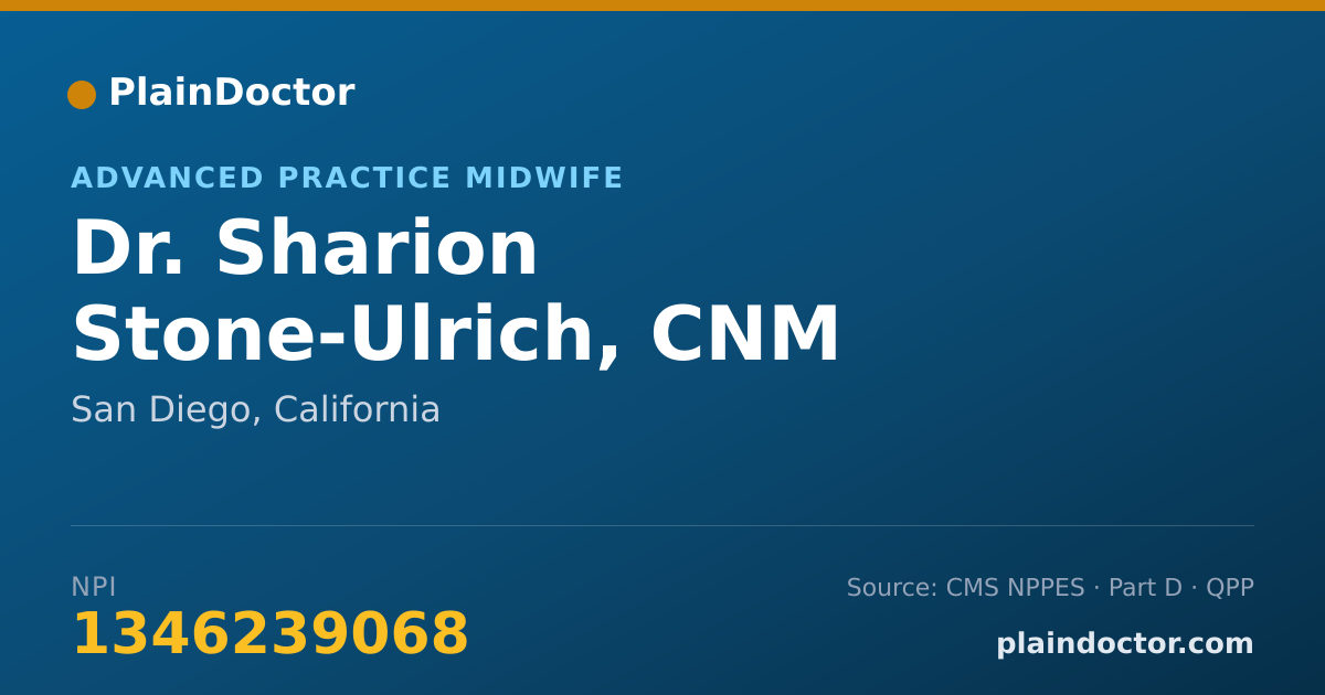 Shareable card for Sharion Stone-Ulrich, CNM - Advanced Practice Midwife, San Diego, CA