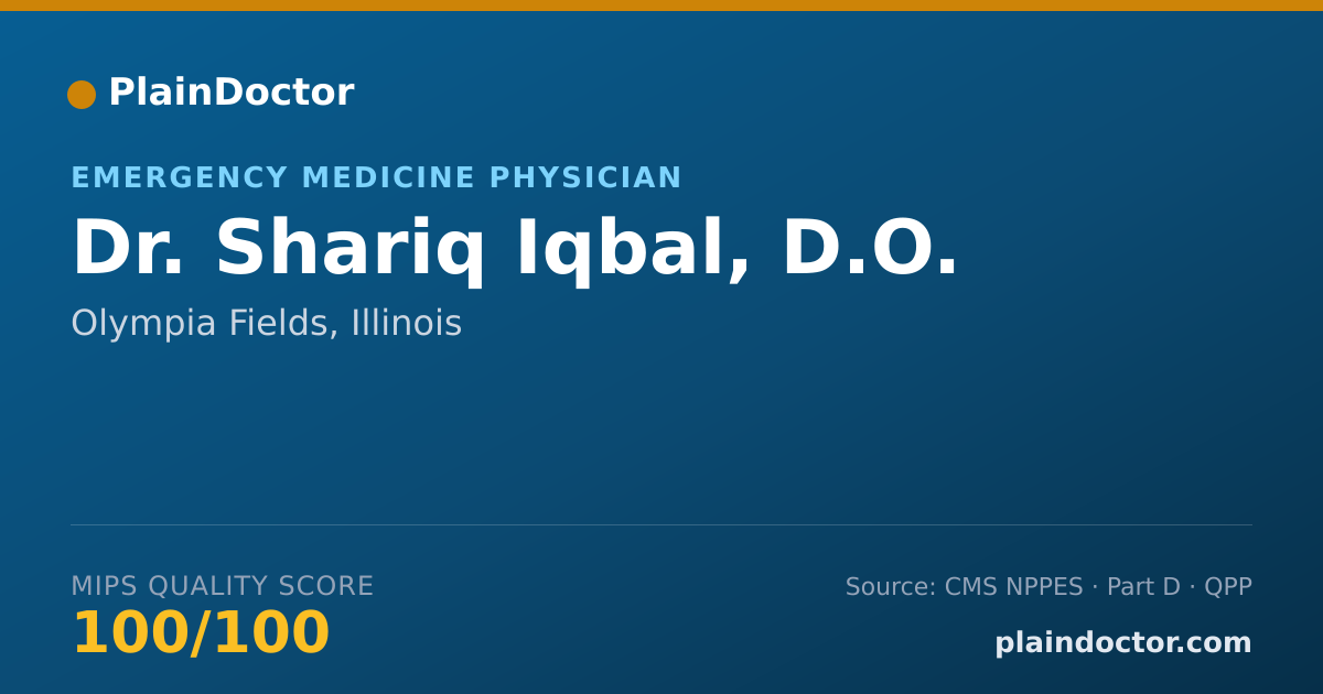 Shareable card for Shariq Iqbal, D.O. - Emergency Medicine Physician, Olympia Fields, IL
