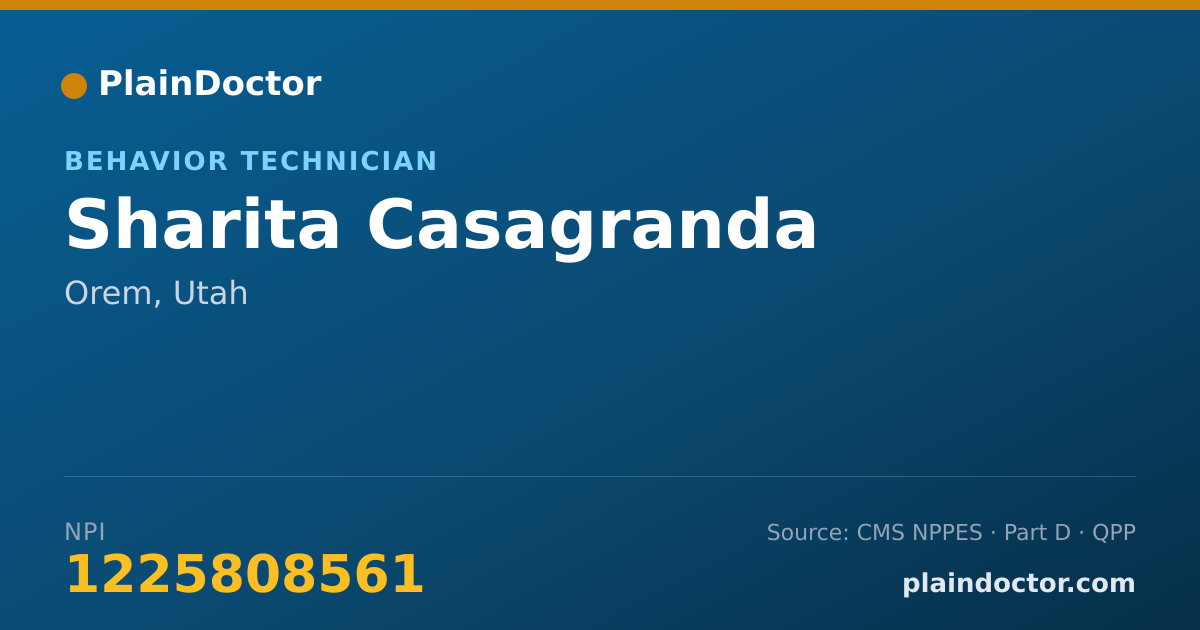 Shareable card for Sharita Casagranda - Behavior Technician, Orem, UT