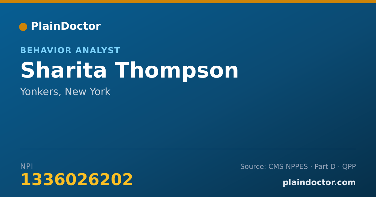 Shareable card for Sharita Thompson - Behavior Analyst, Yonkers, NY
