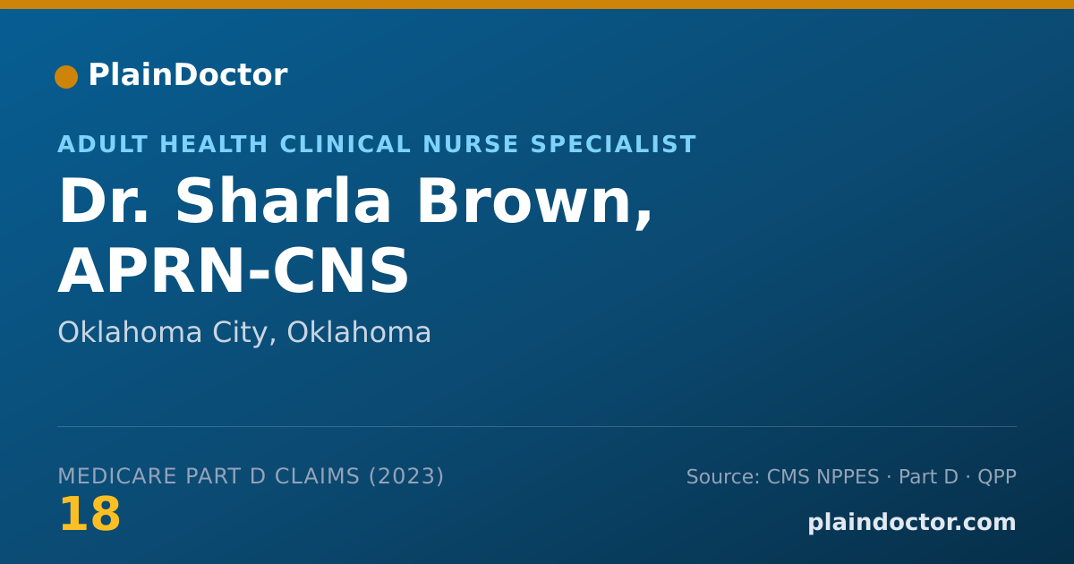 Shareable card for Sharla Brown, APRN-CNS - Adult Health Clinical Nurse Specialist, Oklahoma City, OK