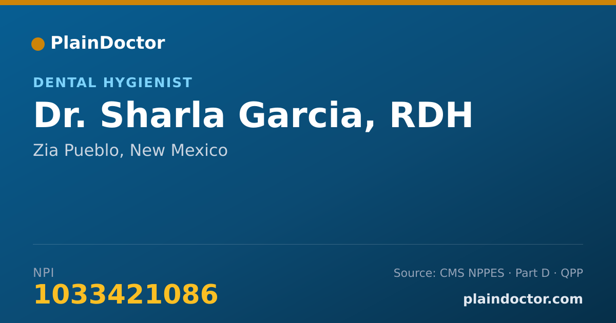 Shareable card for Sharla Garcia, RDH - Dental Hygienist, Zia Pueblo, NM