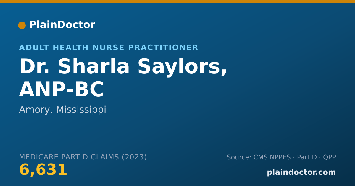 Shareable card for Sharla Saylors, ANP-BC - Adult Health Nurse Practitioner, Amory, MS