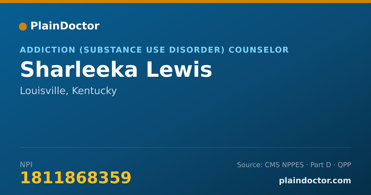 Shareable card for Sharleeka Lewis - Addiction (Substance Use Disorder) Counselor, Louisville, KY
