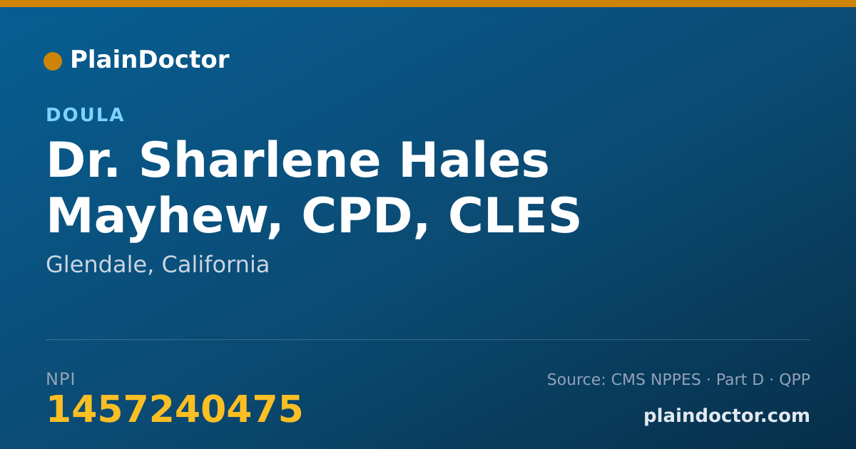 Shareable card for Sharlene Hales Mayhew, CPD, CLES - Doula, Glendale, CA