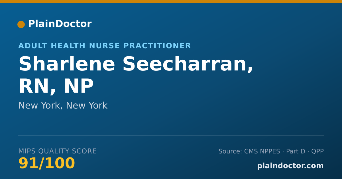 Shareable card for Sharlene Seecharran, RN, NP - Adult Health Nurse Practitioner, New York, NY