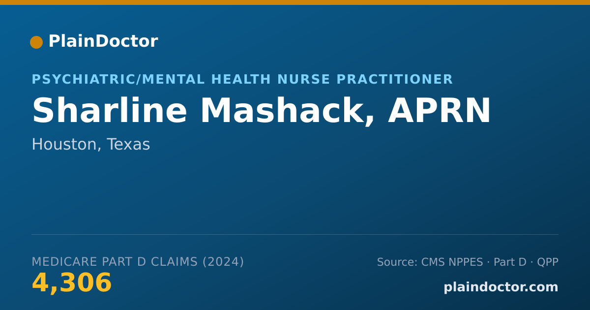 Shareable card for Sharline Mashack, APRN - Psychiatric/Mental Health Nurse Practitioner, Houston, TX