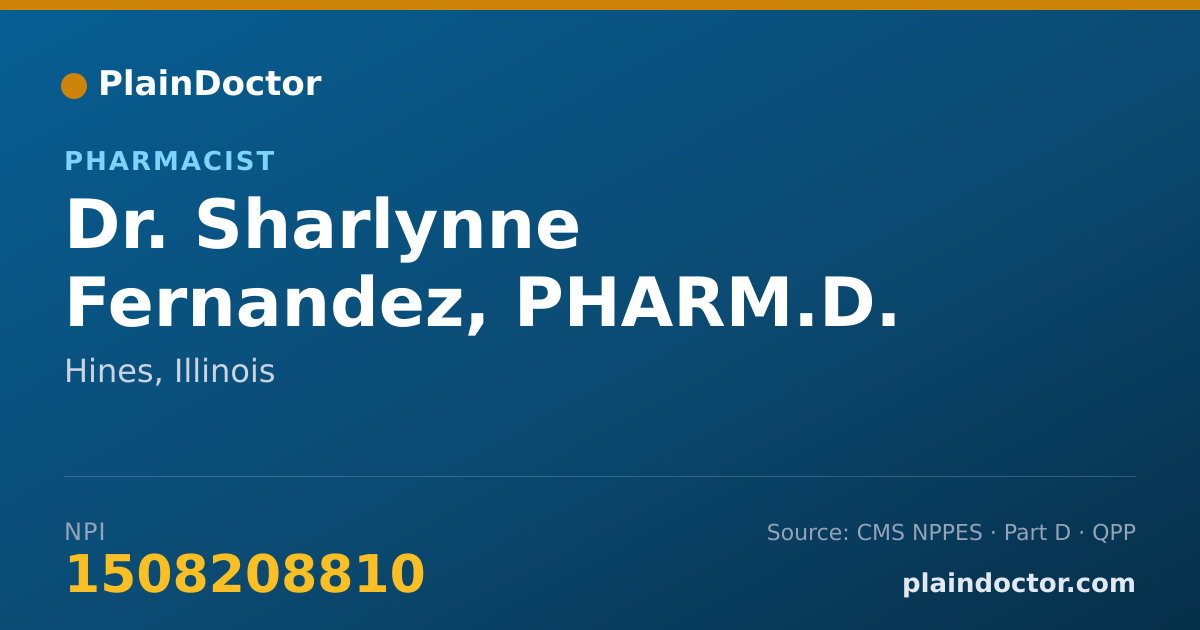 Shareable card for Sharlynne Fernandez, PHARM.D. - Pharmacist, Hines, IL