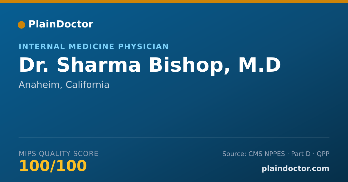 Shareable card for Sharma Bishop, M.D - Internal Medicine Physician, Anaheim, CA