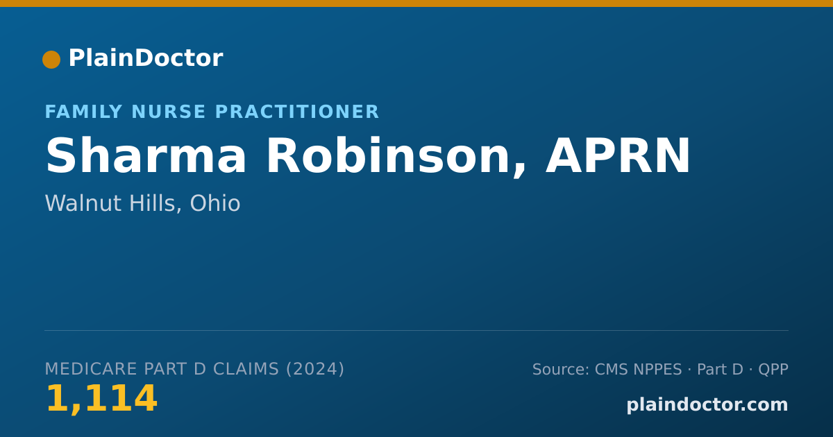 Shareable card for Sharma Robinson, APRN - Family Nurse Practitioner, Walnut Hills, OH