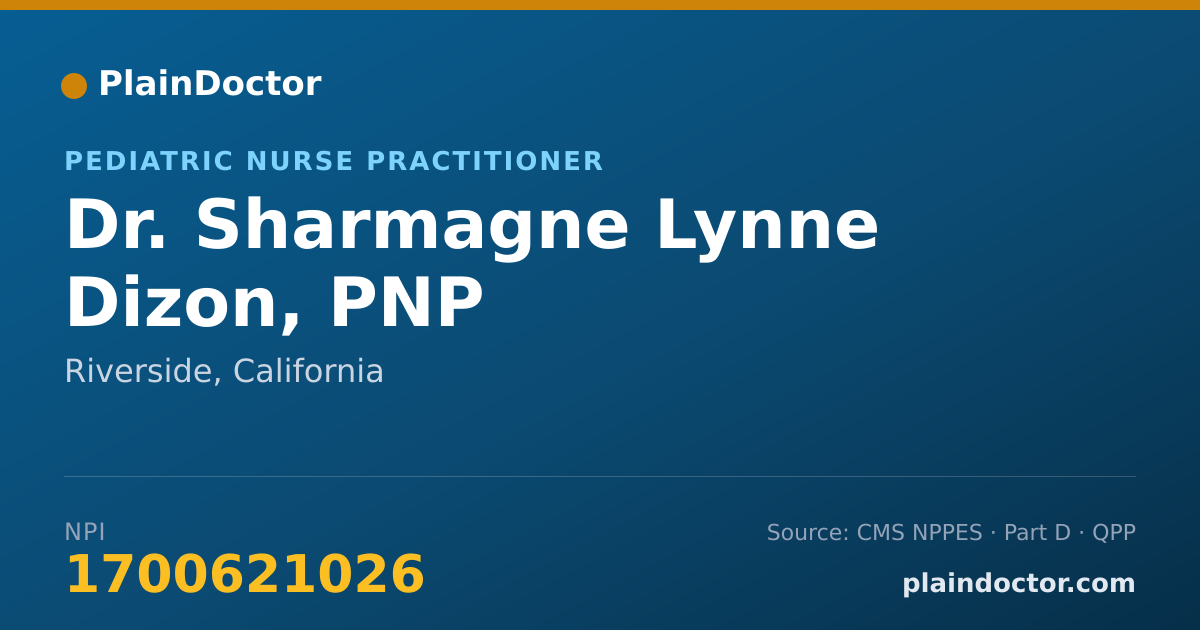 Shareable card for Sharmagne Lynne Dizon, PNP - Pediatric Nurse Practitioner, Riverside, CA