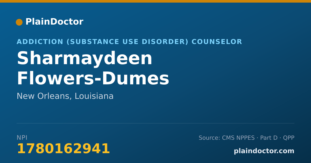 Shareable card for Sharmaydeen Flowers-Dumes - Addiction (Substance Use Disorder) Counselor, New Orleans, LA