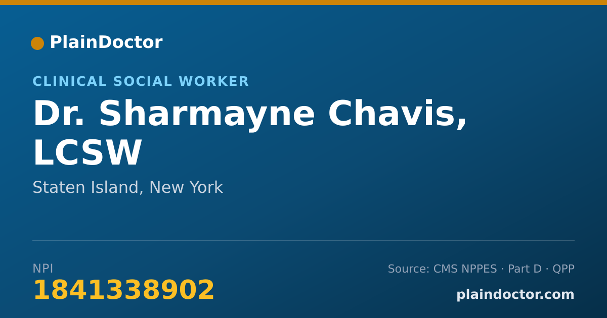 Shareable card for Sharmayne Chavis, LCSW - Clinical Social Worker, Staten Island, NY