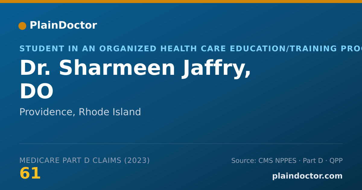 Shareable card for Sharmeen Jaffry, DO - Student in an Organized Health Care Education/Training Program, Providence, RI