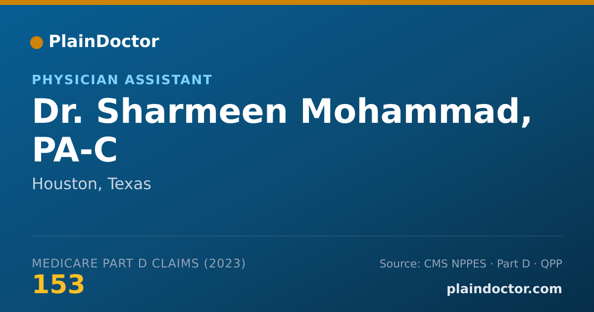 Shareable card for Sharmeen Mohammad, PA-C - Physician Assistant, Houston, TX
