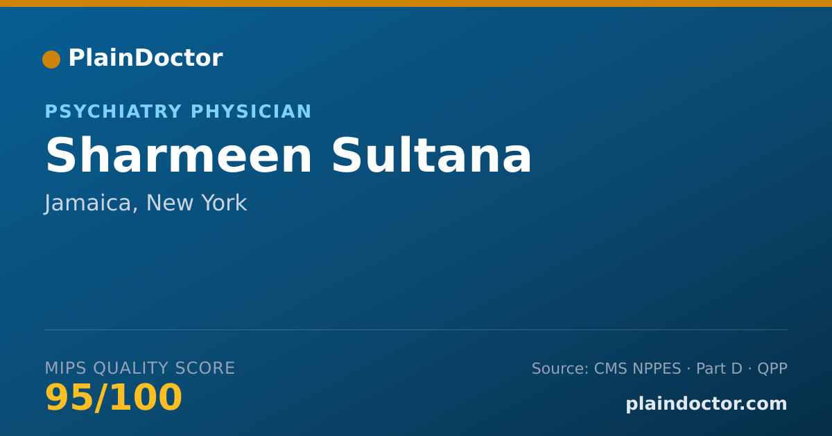 Shareable card for Sharmeen Sultana - Psychiatry Physician, Jamaica, NY
