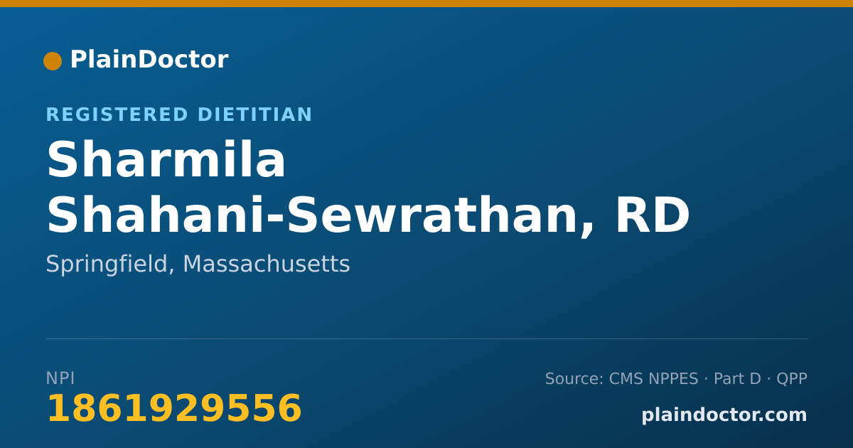 Shareable card for Sharmila Shahani-Sewrathan, RD - Registered Dietitian, Springfield, MA