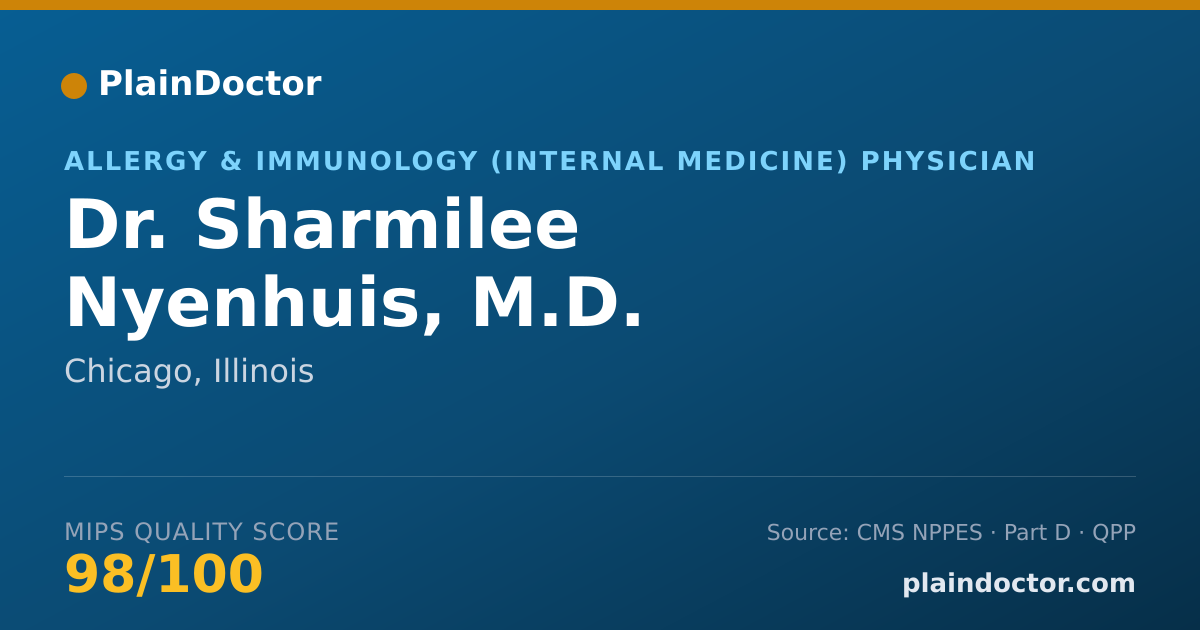 Shareable card for Sharmilee Nyenhuis, M.D. - Allergy & Immunology (Internal Medicine) Physician, Chicago, IL