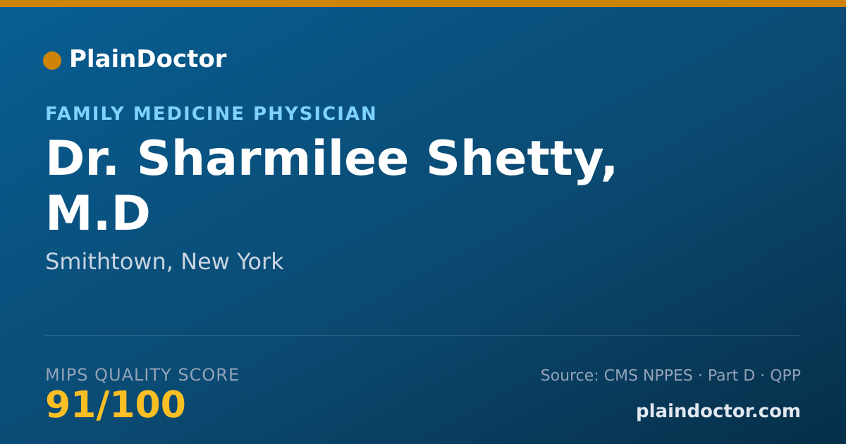 Shareable card for Sharmilee Shetty, M.D - Family Medicine Physician, Smithtown, NY