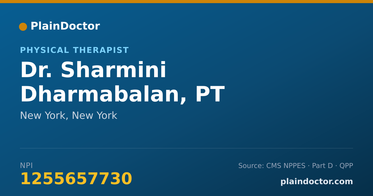 Shareable card for Sharmini Dharmabalan, PT - Physical Therapist, New York, NY