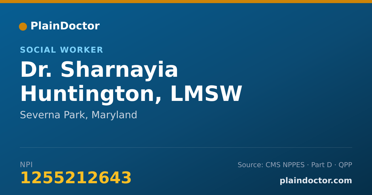 Shareable card for Sharnayia Huntington, LMSW - Social Worker, Severna Park, MD