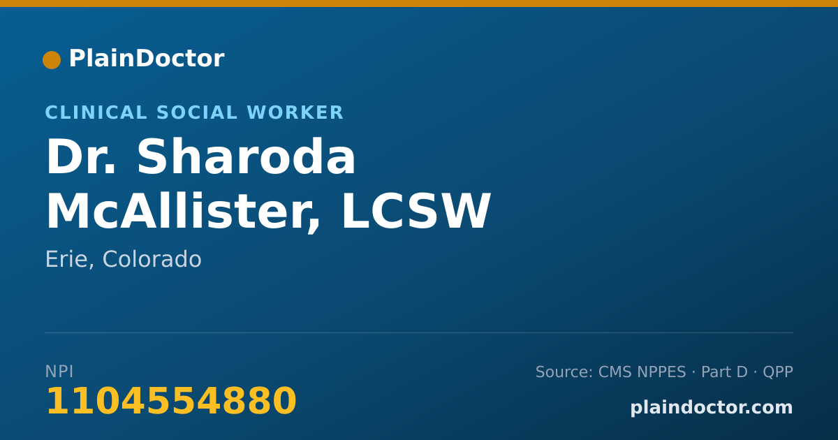 Shareable card for Sharoda McAllister, LCSW - Clinical Social Worker, Erie, CO