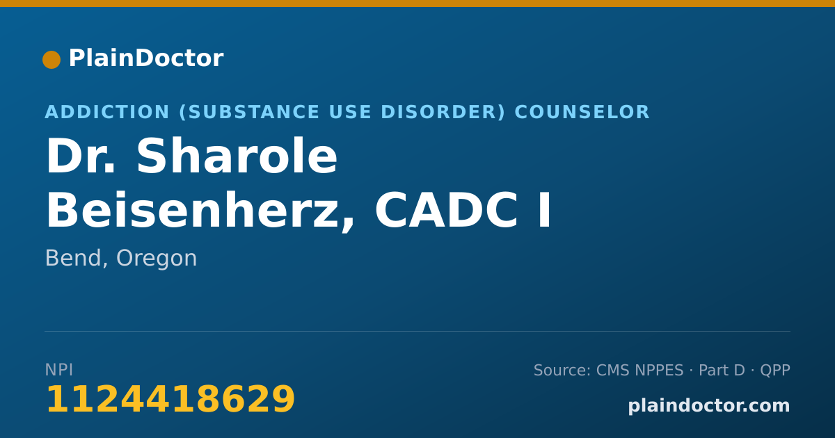 Shareable card for Sharole Beisenherz, CADC I - Addiction (Substance Use Disorder) Counselor, Bend, OR