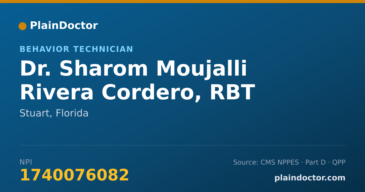 Shareable card for Sharom Moujalli Rivera Cordero, RBT - Behavior Technician, Stuart, FL