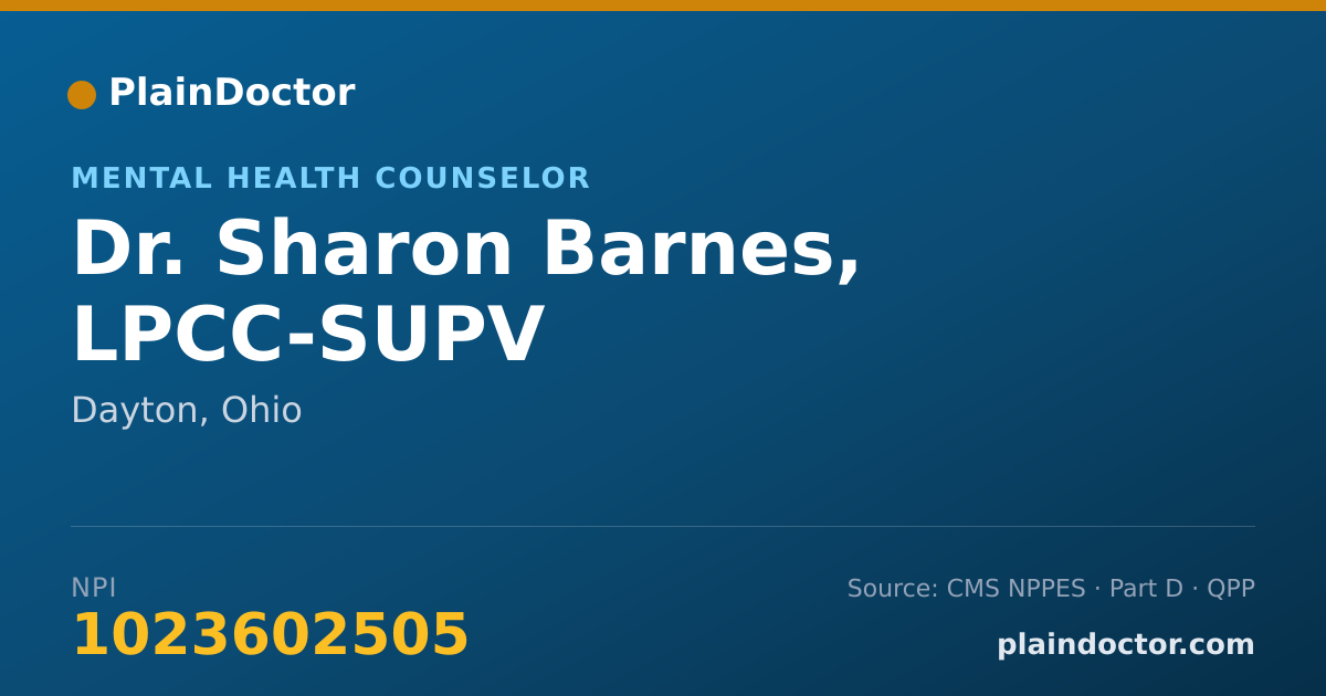 Shareable card for Sharon Barnes, LPCC-SUPV - Mental Health Counselor, Dayton, OH