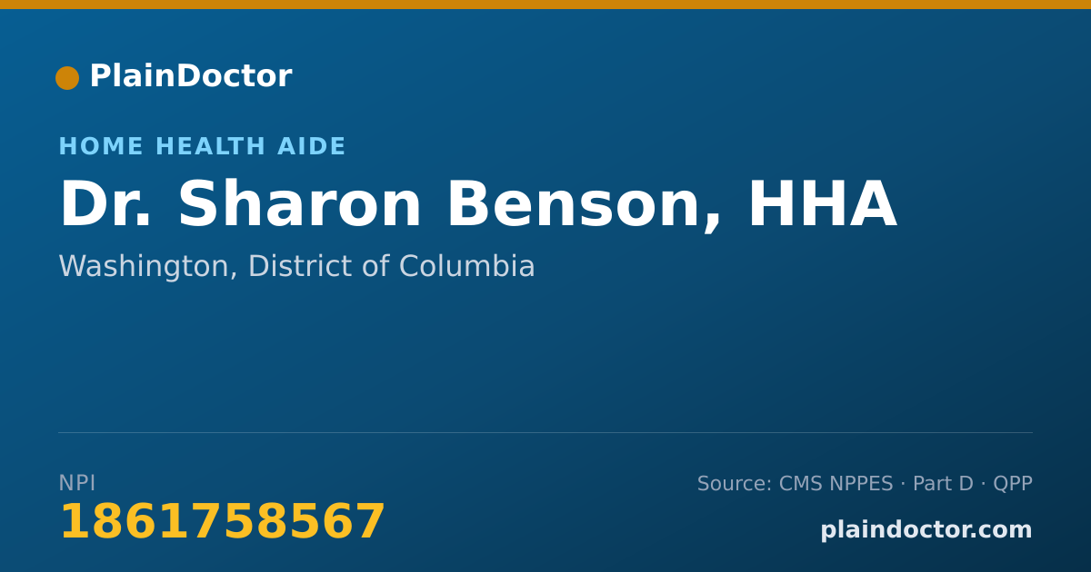 Shareable card for Sharon Benson, HHA - Home Health Aide, Washington, DC