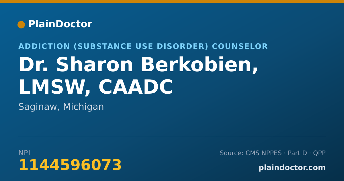Shareable card for Sharon Berkobien, LMSW, CAADC - Addiction (Substance Use Disorder) Counselor, Saginaw, MI