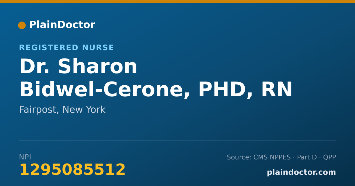 Shareable card for Sharon Bidwel-Cerone, PHD, RN - Registered Nurse, Fairpost, NY