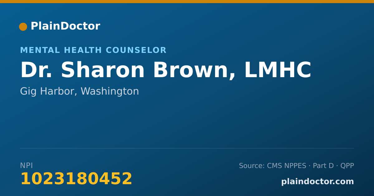 Shareable card for Sharon Brown, LMHC - Mental Health Counselor, Gig Harbor, WA