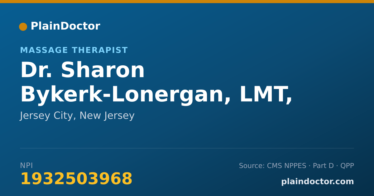 Shareable card for Sharon Bykerk-Lonergan, LMT, APP - Massage Therapist, Jersey City, NJ