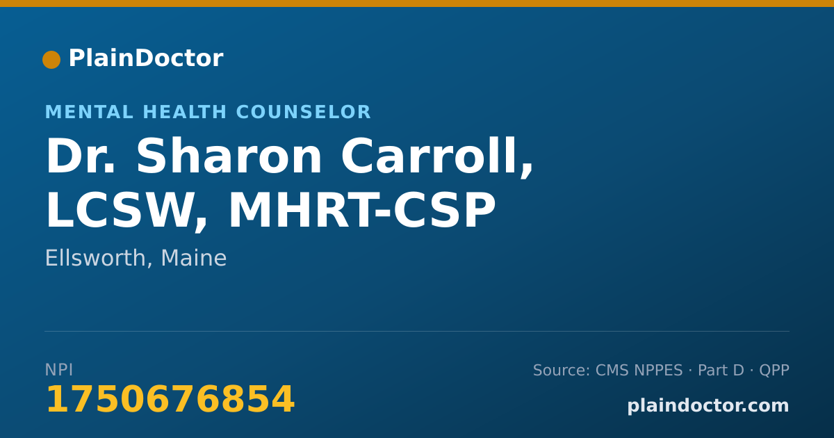 Shareable card for Sharon Carroll, LCSW, MHRT-CSP - Mental Health Counselor, Ellsworth, ME