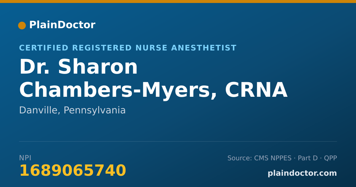 Shareable card for Sharon Chambers-Myers, CRNA - Certified Registered Nurse Anesthetist, Danville, PA