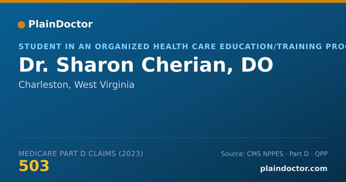 Shareable card for Sharon Cherian, DO - Student in an Organized Health Care Education/Training Program, Charleston, WV