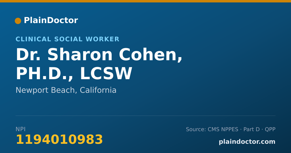 Shareable card for Sharon Cohen, PH.D., LCSW - Clinical Social Worker, Newport Beach, CA