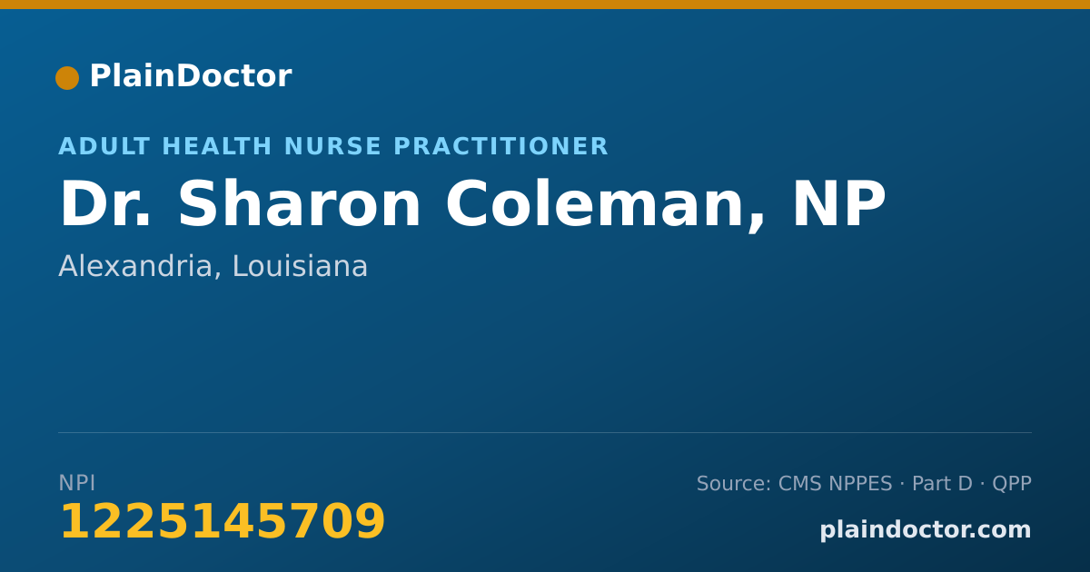 Shareable card for Sharon Coleman, NP - Adult Health Nurse Practitioner, Alexandria, LA