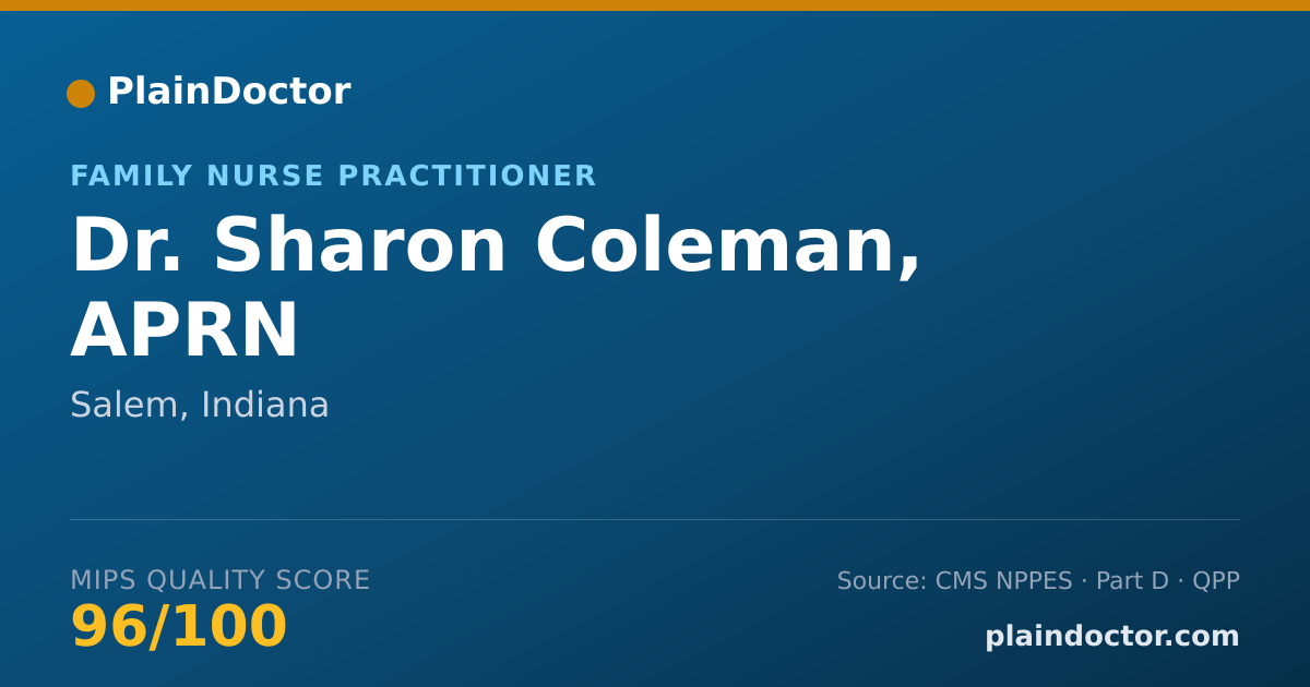 Shareable card for Sharon Coleman, APRN - Family Nurse Practitioner, Salem, IN