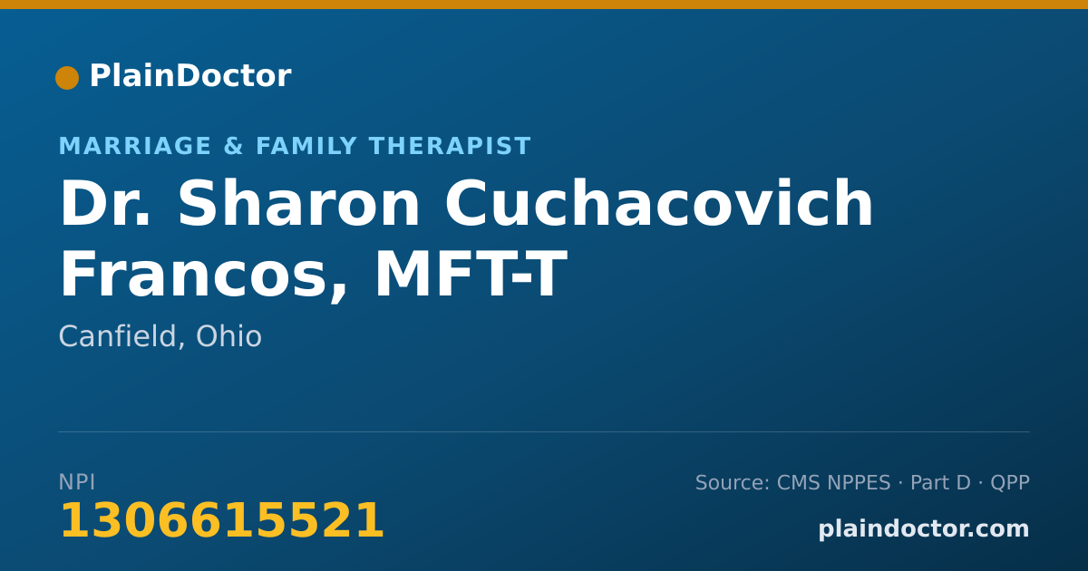Shareable card for Sharon Cuchacovich Francos, MFT-T - Marriage & Family Therapist, Canfield, OH