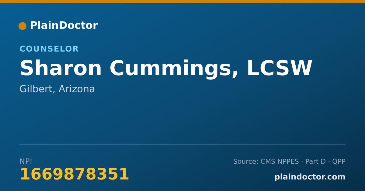 Shareable card for Sharon Cummings, LCSW - Counselor, Gilbert, AZ