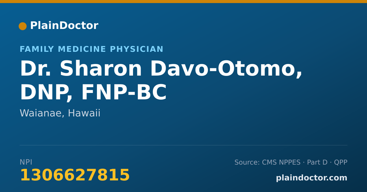 Shareable card for Sharon Davo-Otomo, DNP, FNP-BC - Family Medicine Physician, Waianae, HI