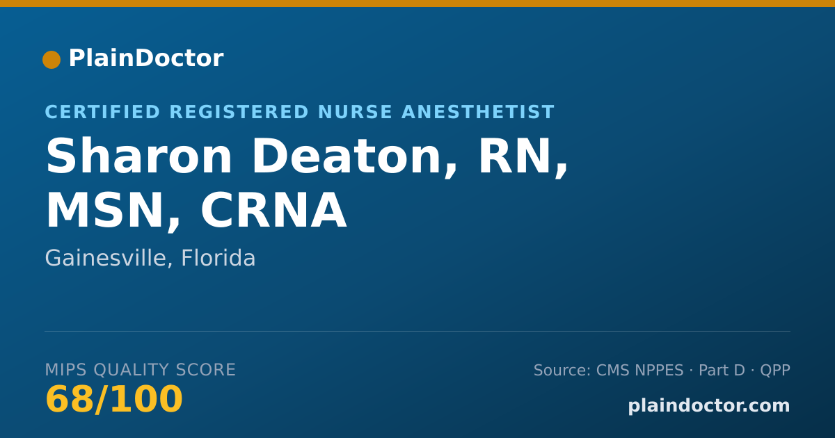 Shareable card for Sharon Deaton, RN, MSN, CRNA - Certified Registered Nurse Anesthetist, Gainesville, FL