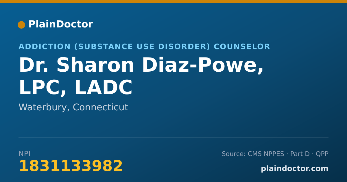 Shareable card for Sharon Diaz-Powe, LPC, LADC - Addiction (Substance Use Disorder) Counselor, Waterbury, CT