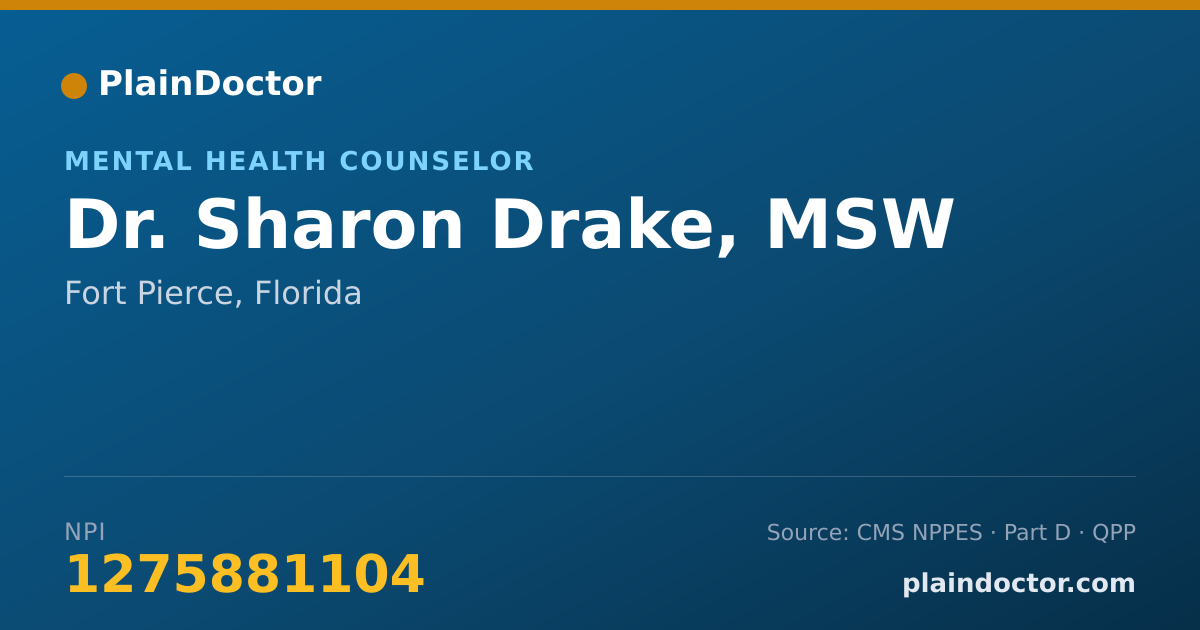 Shareable card for Sharon Drake, MSW - Mental Health Counselor, Fort Pierce, FL