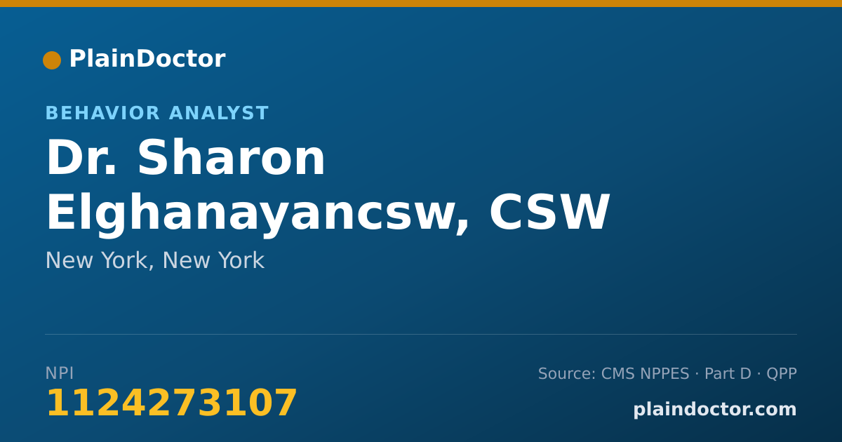 Shareable card for Sharon Elghanayancsw, CSW - Behavior Analyst, New York, NY