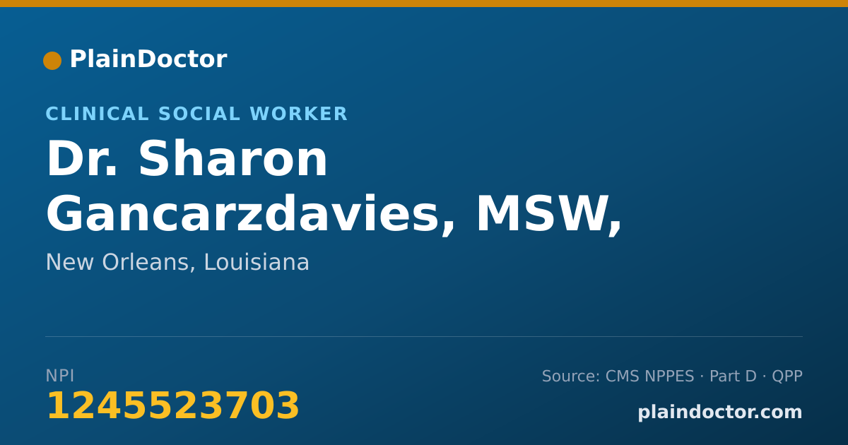 Shareable card for Sharon Gancarzdavies, MSW, LCSW, BACS - Clinical Social Worker, New Orleans, LA