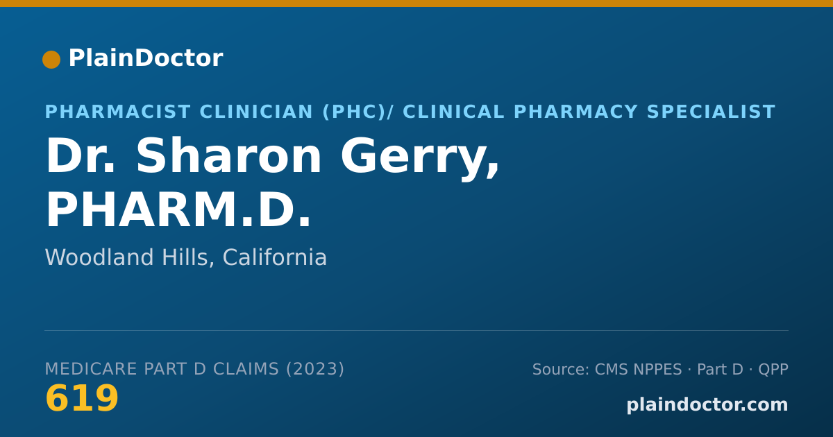 Shareable card for Sharon Gerry, PHARM.D. - Pharmacist Clinician (PhC)/ Clinical Pharmacy Specialist, Woodland Hills, CA
