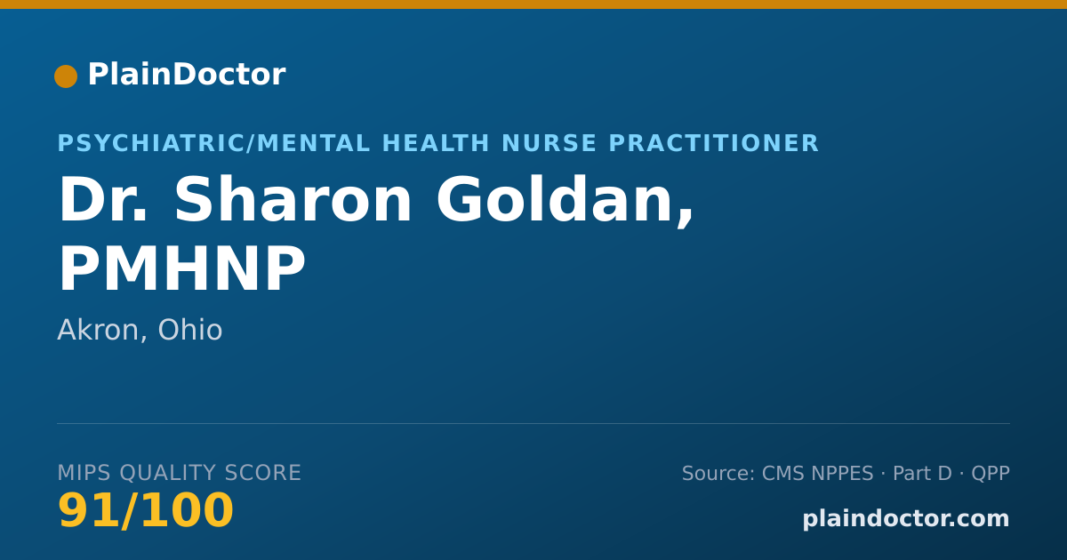 Shareable card for Sharon Goldan, PMHNP - Psychiatric/Mental Health Nurse Practitioner, Akron, OH